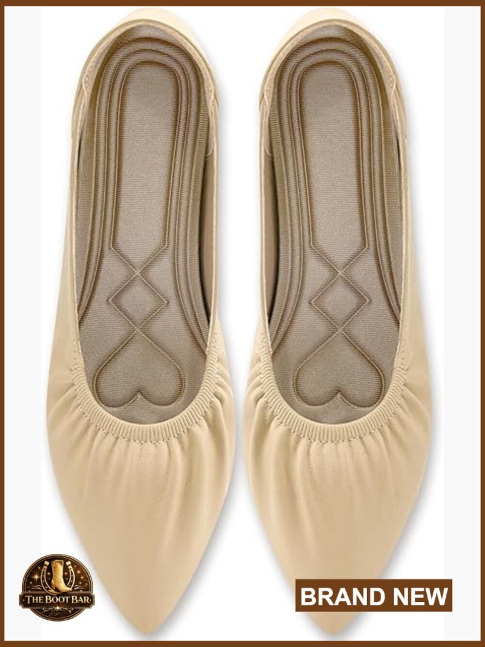 Pointed Toe Ballet Flats - Memory Foam Cushioned Slip On Shoes